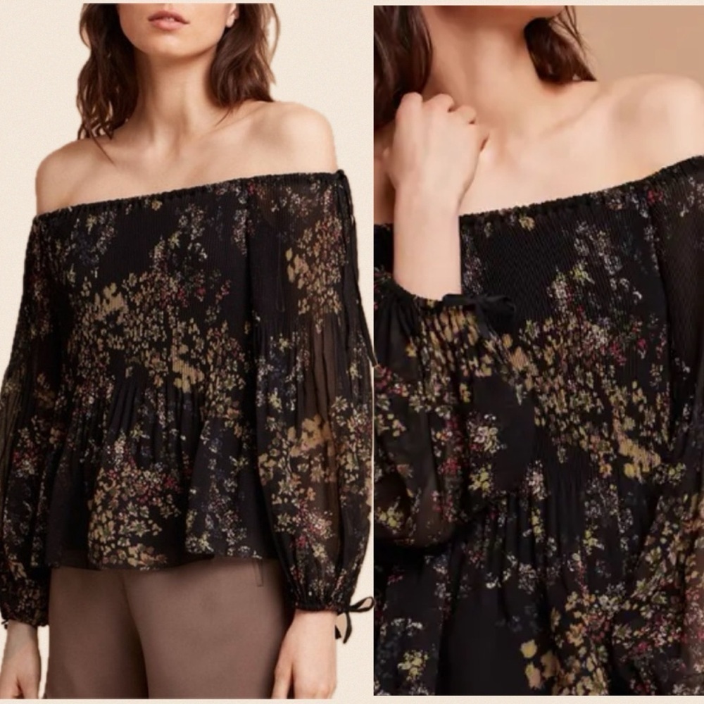 Aritzia Wilfred Talence Off Shoulder Blouse Dark Romantic size S feminine Easter